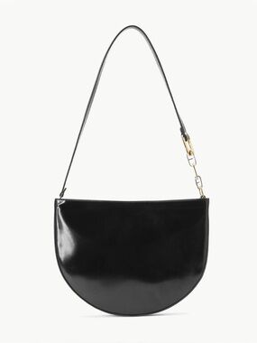 New w/ Tags Staud Black Polished Leather Shoulder Bag